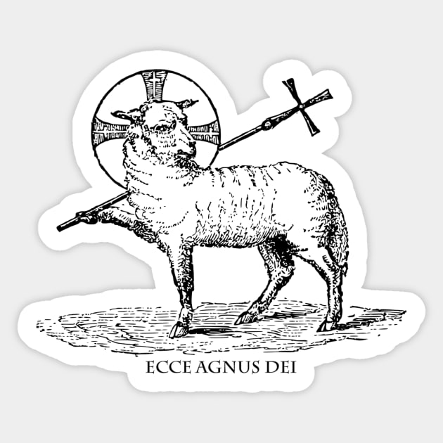 Ecce Agnus Dei (black) Sticker by TheCatholicMan